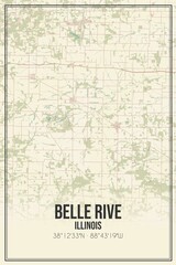Retro US city map of Belle Rive, Illinois. Vintage street map.