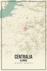 Retro US city map of Centralia, Illinois. Vintage street map.