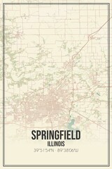 Retro US city map of Springfield, Illinois. Vintage street map. - obrazy, fototapety, plakaty