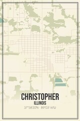 Retro US city map of Christopher, Illinois. Vintage street map.