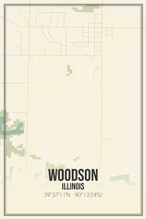 Retro US city map of Woodson, Illinois. Vintage street map.