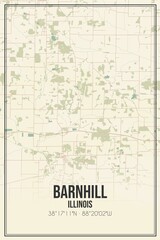 Fototapeta na wymiar Retro US city map of Barnhill, Illinois. Vintage street map.