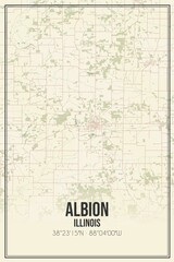 Retro US city map of Albion, Illinois. Vintage street map.