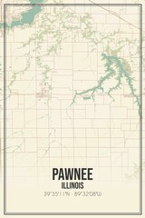 Retro US city map of Pawnee, Illinois. Vintage street map.