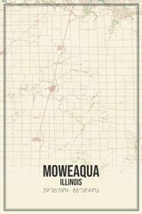 Retro US city map of Moweaqua, Illinois. Vintage street map.