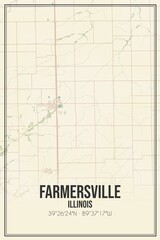 Retro US city map of Farmersville, Illinois. Vintage street map.