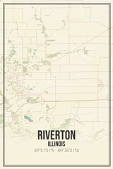 Retro US city map of Riverton, Illinois. Vintage street map.