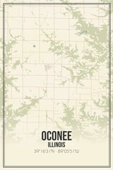 Fototapeta premium Retro US city map of Oconee, Illinois. Vintage street map.