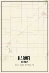 Retro US city map of Harvel, Illinois. Vintage street map.
