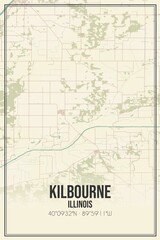 Fototapeta premium Retro US city map of Kilbourne, Illinois. Vintage street map.