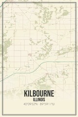 Retro US city map of Kilbourne, Illinois. Vintage street map.