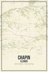 Retro US city map of Chapin, Illinois. Vintage street map.