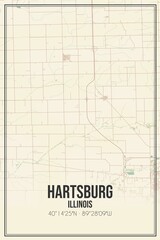 Retro US city map of Hartsburg, Illinois. Vintage street map.