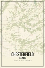 Retro US city map of Chesterfield, Illinois. Vintage street map.