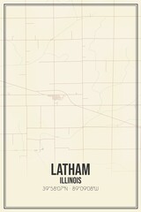Retro US city map of Latham, Illinois. Vintage street map.