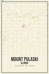 Retro US city map of Mount Pulaski, Illinois. Vintage street map.