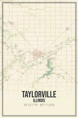Retro US city map of Taylorville, Illinois. Vintage street map.