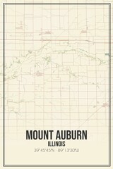Retro US city map of Mount Auburn, Illinois. Vintage street map.