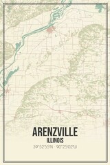 Retro US city map of Arenzville, Illinois. Vintage street map.