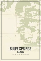 Retro US city map of Bluff Springs, Illinois. Vintage street map.