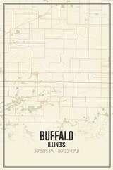 Retro US city map of Buffalo, Illinois. Vintage street map.