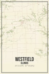 Retro US city map of Westfield, Illinois. Vintage street map.