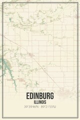 Retro US city map of Edinburg, Illinois. Vintage street map.