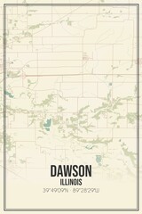 Retro US city map of Dawson, Illinois. Vintage street map.