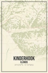 Retro US city map of Kinderhook, Illinois. Vintage street map.