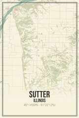 Retro US city map of Sutter, Illinois. Vintage street map.