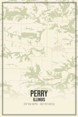 Retro US city map of Perry, Illinois. Vintage street map.