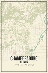 Retro US city map of Chambersburg, Illinois. Vintage street map.