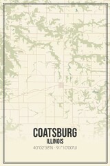 Retro US city map of Coatsburg, Illinois. Vintage street map.