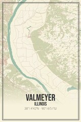 Retro US city map of Valmeyer, Illinois. Vintage street map.