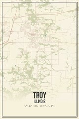 Fototapeta na wymiar Retro US city map of Troy, Illinois. Vintage street map.