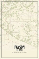 Retro US city map of Payson, Illinois. Vintage street map.