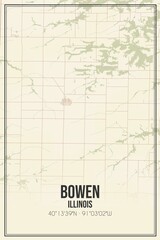 Retro US city map of Bowen, Illinois. Vintage street map.
