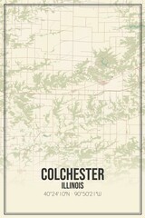 Retro US city map of Colchester, Illinois. Vintage street map.
