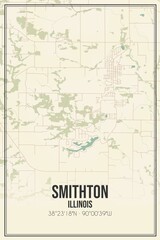 Retro US city map of Smithton, Illinois. Vintage street map.