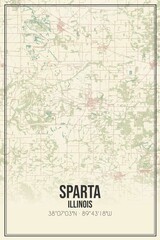 Fototapeta premium Retro US city map of Sparta, Illinois. Vintage street map.