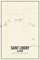 Retro US city map of Saint Libory, Illinois. Vintage street map.