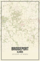 Retro US city map of Bridgeport, Illinois. Vintage street map.