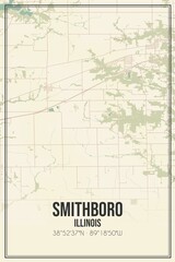 Retro US city map of Smithboro, Illinois. Vintage street map.