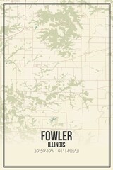 Retro US city map of Fowler, Illinois. Vintage street map.