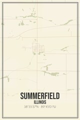 Retro US city map of Summerfield, Illinois. Vintage street map.