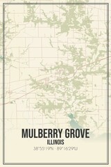 Retro US city map of Mulberry Grove, Illinois. Vintage street map.