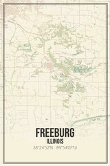 Retro US city map of Freeburg, Illinois. Vintage street map.