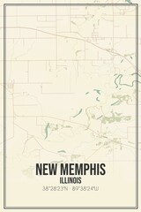 Retro US city map of New Memphis, Illinois. Vintage street map.