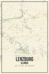 Fototapeta na wymiar Retro US city map of Lenzburg, Illinois. Vintage street map.
