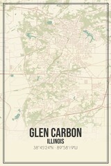 Retro US city map of Glen Carbon, Illinois. Vintage street map.